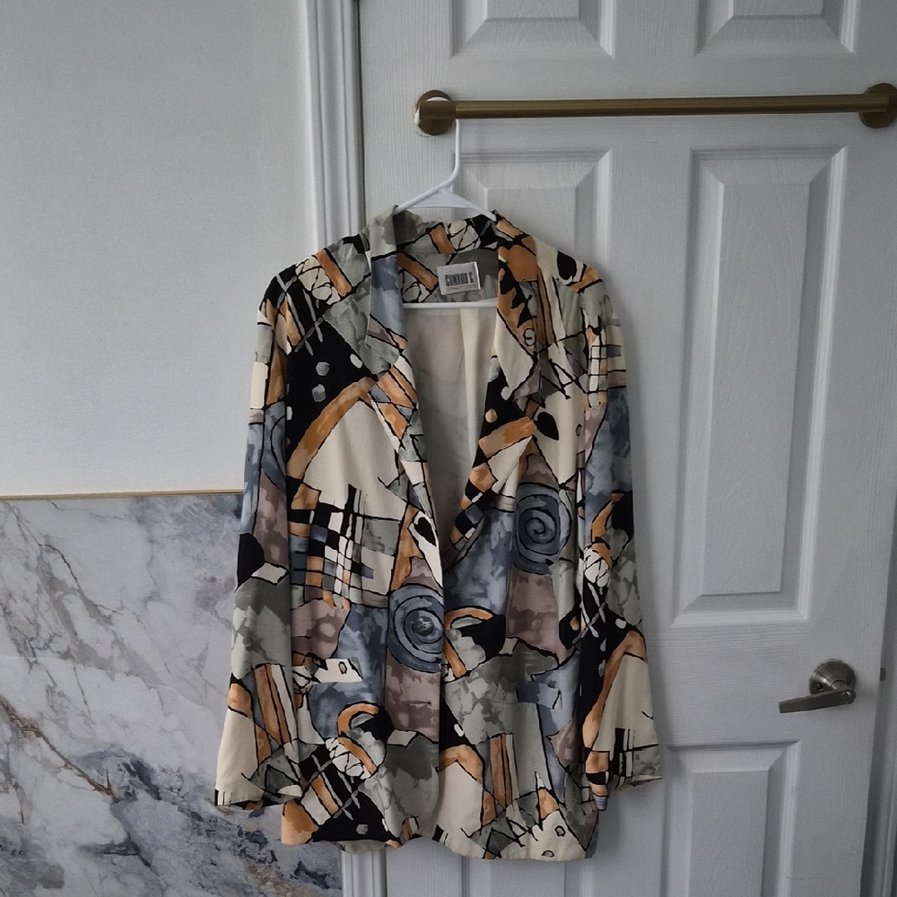 Chic Multicolor Abstract Blazer